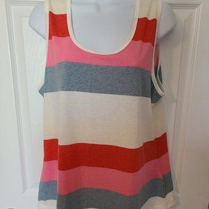 LULAROE Striped Sleeveless Top - Red, Pink, Gray, White
